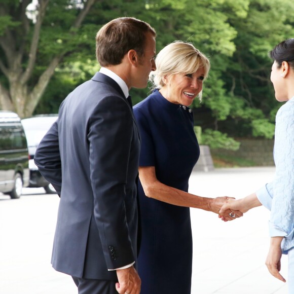 L'empereur du Japon Naruhito, l'impératrice du Japon Masako, le président de la République française Emmanuel Macron et sa femme la Première Dame Brigitte Macron - L'empereur du Japon et l'impératrice du Japon reçoivent le président de la République française et sa femme la Première Dame au palais impérial de Tokyo, Japon, le 27 juin 2019. © Dominique Jacovides/Bestimage
