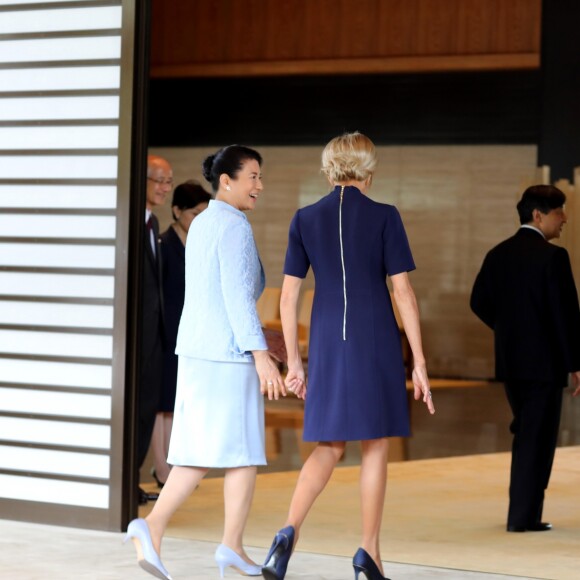L'empereur du Japon Naruhito, l'impératrice du Japon Masako, le président de la République française Emmanuel Macron et sa femme la Première Dame Brigitte Macron - L'empereur du Japon et l'impératrice du Japon reçoivent le président de la République française et sa femme la Première Dame au palais impérial de Tokyo, Japon, le 27 juin 2019. © Dominique Jacovides/Bestimage