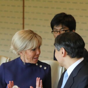 L'empereur du Japon Naruhito, la Première Dame Brigitte Macron et Jean-Yves Le Drian, ministre de l'Europe et des Affaires Etrangères - Déjeuner offert par l'empereur du Japon Naruhito et l'impératrice du Japon Masako en l'honneur du président de la République française Emmanuel Macron et sa femme la Première Dame Brigitte Macron au palais impérial de Tokyo, Japon, le 27 juin 2019. © Ludovic Marin/Pool/Bestimage