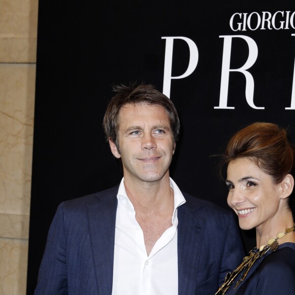 Le prince Emmanuel-Philibert de Savoie et la Princesse Clotilde de Savoie (Clotilde Courau) - Photocall du defile de mode Haute-Couture Automne-Hiver 2013/2014 "Armani" a Paris le 2 juillet 2013.
