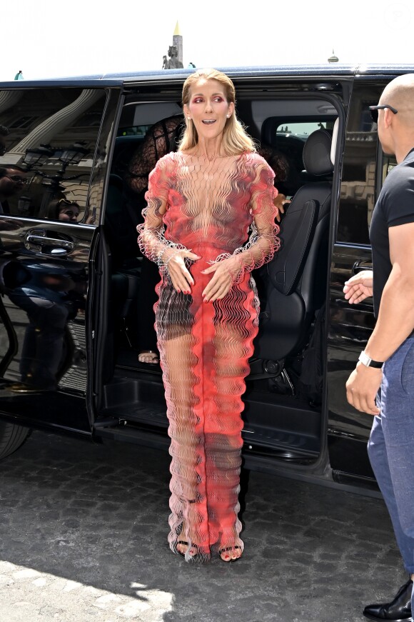 Celine Dion arrive à l'hôtel de Crillon à Paris le 1er juillet 2019.
