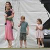 Kate Middleton, Louis, George et Charlotte pour le King Power Royal Charity Polo Day, le 10 juillet 2019.
