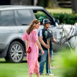 Catherine (Kate) Middleton, duchesse de Cambridge lors d'un match de polo de bienfaisance King Power Royal Charity Polo Day à Wokinghan, comté de Berkshire, Royaume Uni, le 10 juillet 2019.