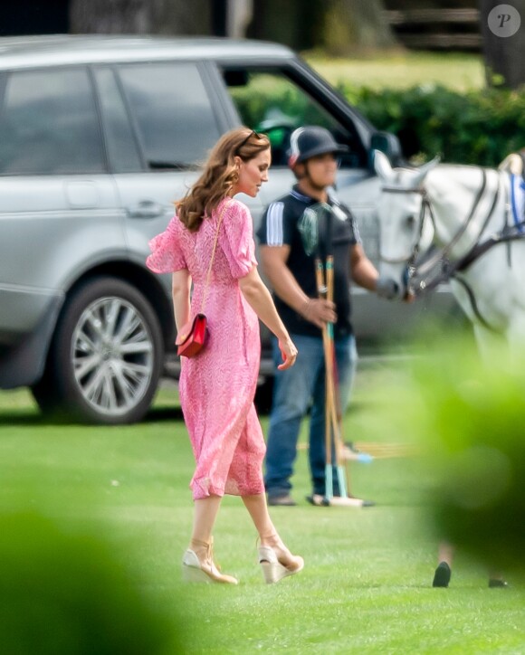 Catherine (Kate) Middleton, duchesse de Cambridge lors d'un match de polo de bienfaisance King Power Royal Charity Polo Day à Wokinghan, comté de Berkshire, Royaume Uni, le 10 juillet 2019.