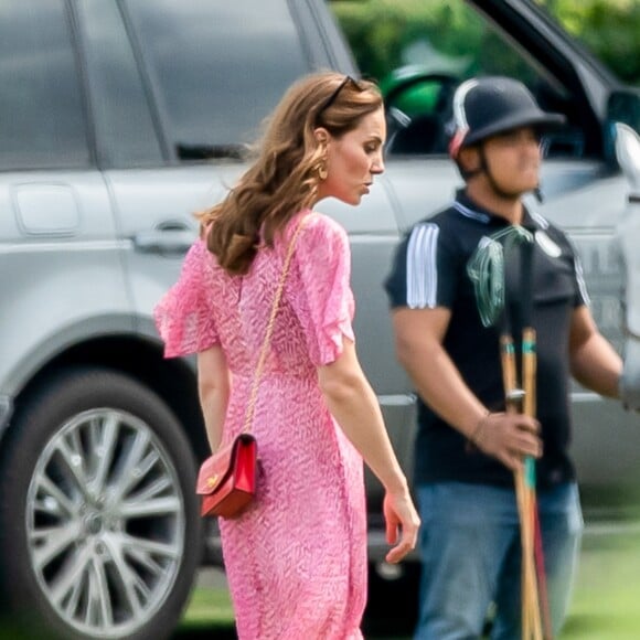 Catherine (Kate) Middleton, duchesse de Cambridge lors d'un match de polo de bienfaisance King Power Royal Charity Polo Day à Wokinghan, comté de Berkshire, Royaume Uni, le 10 juillet 2019.