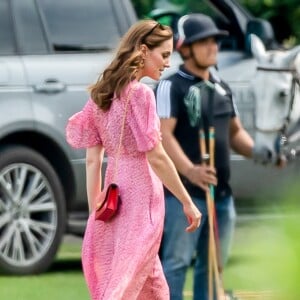 Catherine (Kate) Middleton, duchesse de Cambridge lors d'un match de polo de bienfaisance King Power Royal Charity Polo Day à Wokinghan, comté de Berkshire, Royaume Uni, le 10 juillet 2019.