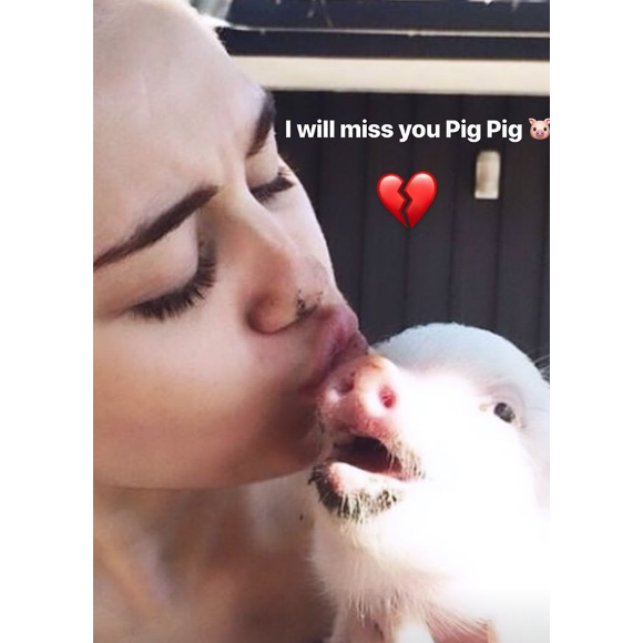 Miley Cyrus rend un dernier hommage à sa cochonne disparue, Bubba Sue, le 11 juillet 2019.