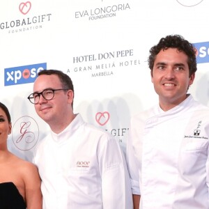 Eva Longoria et Maria Bravo (co-fondatrice de la Fondation Global Gift) au photocall de la 8ème édition du "Global Gift Gala" à Marbella, le 12 juillet 2019.