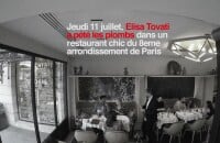 Elisa Tovati "pète les plombs" dans un téblissement du 8e arrondissement de Paris, le 11 juillet 2019. Il s'agissait en réalité d'une promotion pour son dernier clip.