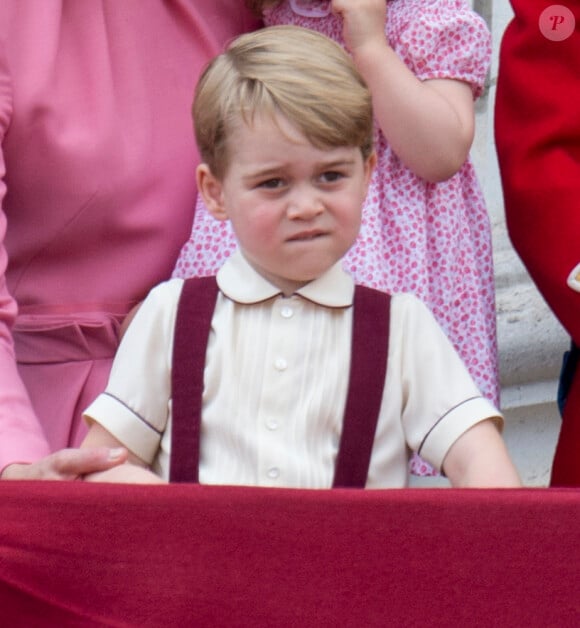Le prince George - La famille royale d'Angleterre au palais de Buckingham pour assister à la parade "Trooping The Colour" à Londres le 17 juin 2017.