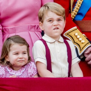 Le prince George - La famille royale d'Angleterre au palais de Buckingham pour assister à la parade "Trooping The Colour" à Londres le 17 juin 2017.