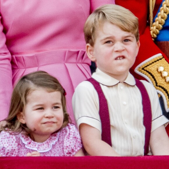 Le prince George - La famille royale d'Angleterre au palais de Buckingham pour assister à la parade "Trooping The Colour" à Londres le 17 juin 2017.