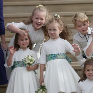 La princesse Charlotte de Cambridge et le prince George de Cambridge - Sorties après la cérémonie de mariage de la princesse Eugenie d'York et Jack Brooksbank en la chapelle Saint-George au château de Windsor, Royaume Uni, le 12 octobre 2018.