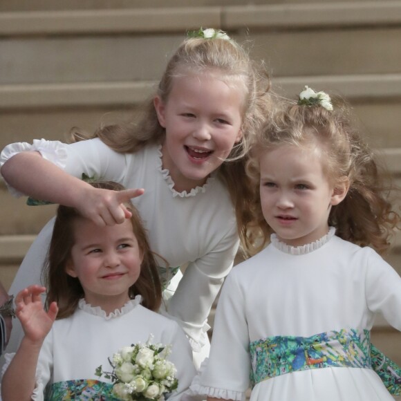La princesse Charlotte de Cambridge et le prince George de Cambridge - Sorties après la cérémonie de mariage de la princesse Eugenie d'York et Jack Brooksbank en la chapelle Saint-George au château de Windsor, Royaume Uni, le 12 octobre 2018.
