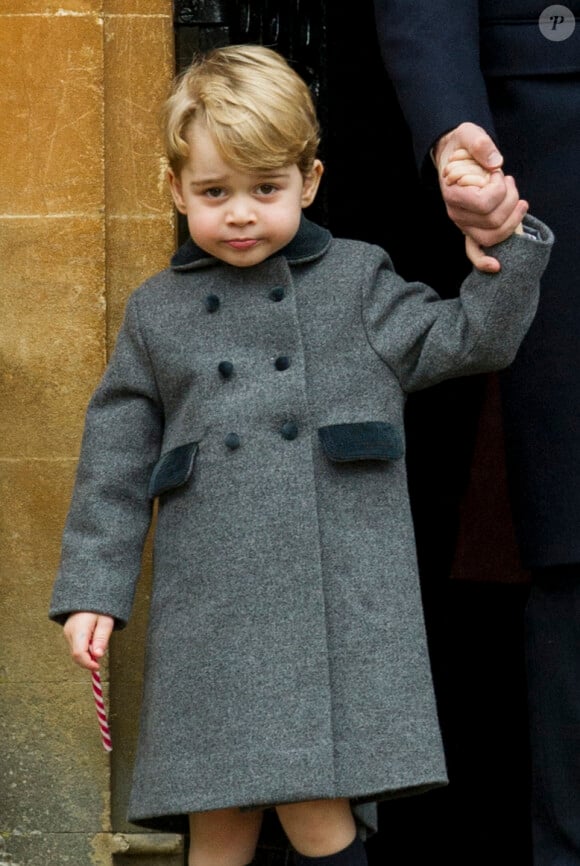 Le prince George de Cambridge - Le duc et la duchesse de Cambridge en famille à la messe de Noël à Englefield le 25 décembre 2016.