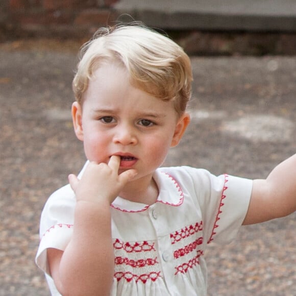 Le prince George de Cambridge - Sorties après le baptême de la princesse Charlotte de Cambridge à l'église St. Mary Magdalene à Sandringham, le 5 juillet 2015.