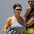 Exclusif - Kim Kardashian et son mari Kanye West à la sortie de la messe Sunday Service de Kanye West à Los Angeles, le 14 juillet 2019.