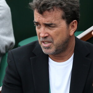 Arnaud Lagardère et sa femme Jade Foret - People aux Internationaux de France de tennis de Roland Garros à Paris, le 29 mai 2014.