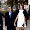 Arnaud Lagardere et Jade Foret - Arrivees des people au defile de mode "Chanel", collection pret-a-porter printemps-ete 2014, au Grand Palais a Paris. Le 1er octobre 2013