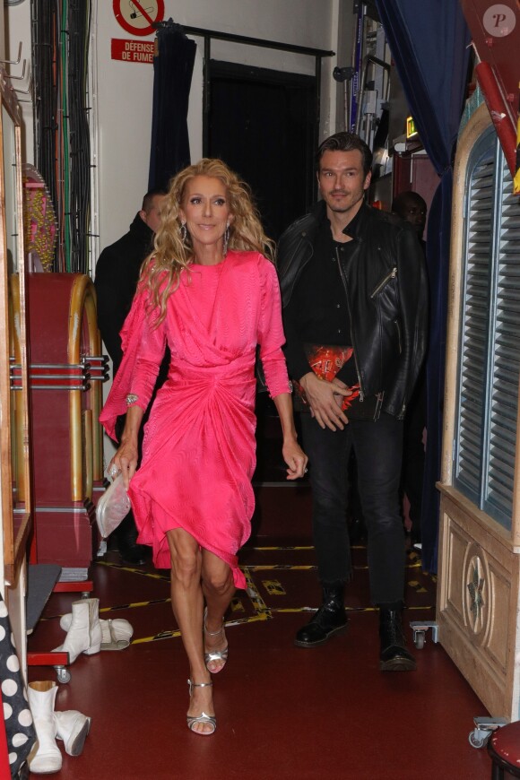 Exclusif -Céline Dion et Pepe Munoz se sont rendus au Moulin Rouge pour applaudir Nora une de leurs amies qui dansait pour la dernière fois sur la scène du célèbre cabaret à Paris le 24 janvier 2019.