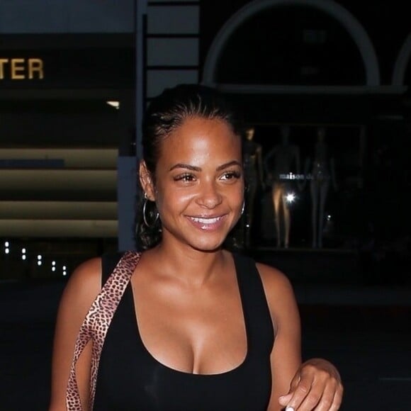 Christina Milian enceinte est allée diner au restaurant Madeo dans le quartier de Beverly Hills à Los Angeles, le 8 août 2019