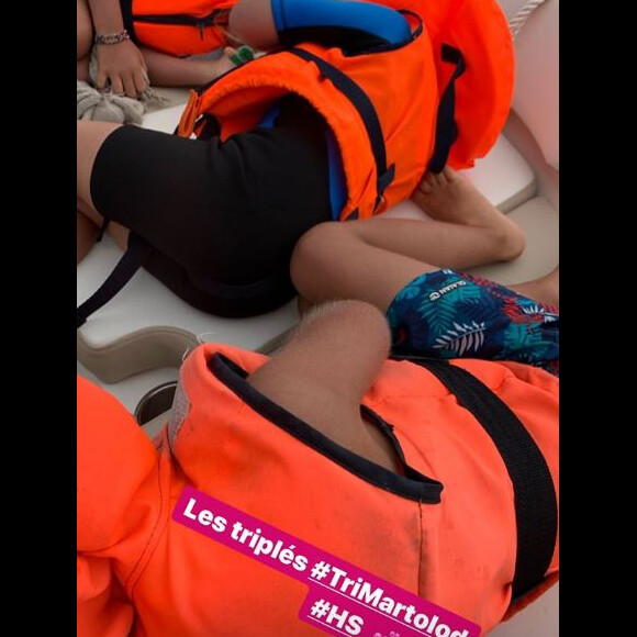 Elodie Gossuin publie une photo de ses enfants assoupis lors de leurs vacances dans les Landes le 14 août 2019.