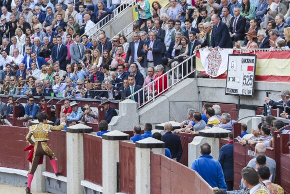 Le roi Juan Carlos Ier d'Espagne assiste à la corrida aux arènes de Las Ventas, dans le cadre de la feria de San Isidro à Madrid, le 5 juin 2019.