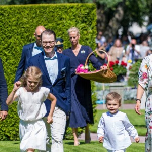 Le prince Daniel de Suède, la princesse Victoria de Suède, la princesse Estelle de Suède, le prince Oscar de Suède - La famille royale de Suède célèbre l'anniversaire (42 ans) de la princesse Victoria de Suède à la Villa Solliden à Oland en Suède, le 14 juillet 2019.