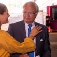 La princesse Victoria de Suède et le roi Carl XVI Gustaf de Suède lors du symposium du Stockholm Water Prize à Stockholm le 28 août 2019 à la Tele2Arena.