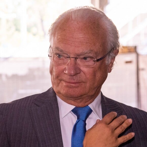 La princesse Victoria de Suède et le roi Carl XVI Gustaf de Suède lors du symposium du Stockholm Water Prize à Stockholm le 28 août 2019 à la Tele2Arena.