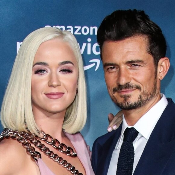 Katy Perry et son fiancé Orlando Bloom à la première de la série télévisée Amazon Prime Video "Carnival Row" au TCL Chinese Theatre dans le quartier de Hollywood, à Los Angeles, Californie, Etats-Unis, le 21 août 2019.