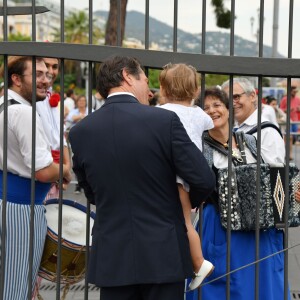 Christian Estrosi avec sa fille Bianca et son épouse Laura Tenoudji arrivant pour "Lou Festin Nissart", le grand banquet populaire organisé dans le jardin Albert 1er à Nice par l'association des Amis du Maire, le 30 août 2019. © Bruno Bebert / Bestimage