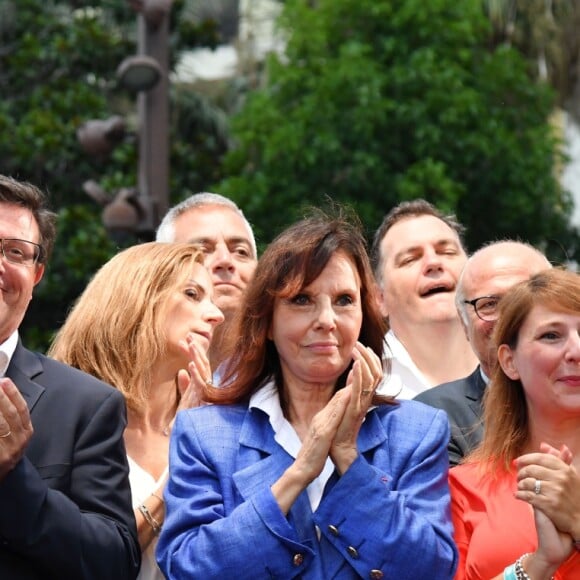 Denise Fabre, adjointe au maire de la ville de Nice, durant le discours de Christian Estrosi lors de "Lou Festin Nissart", le grand banquet populaire organisé dans le jardin Albert 1er à Nice par l'association des Amis du Maire, le 30 août 2019. © Bruno Bebert / Bestimage