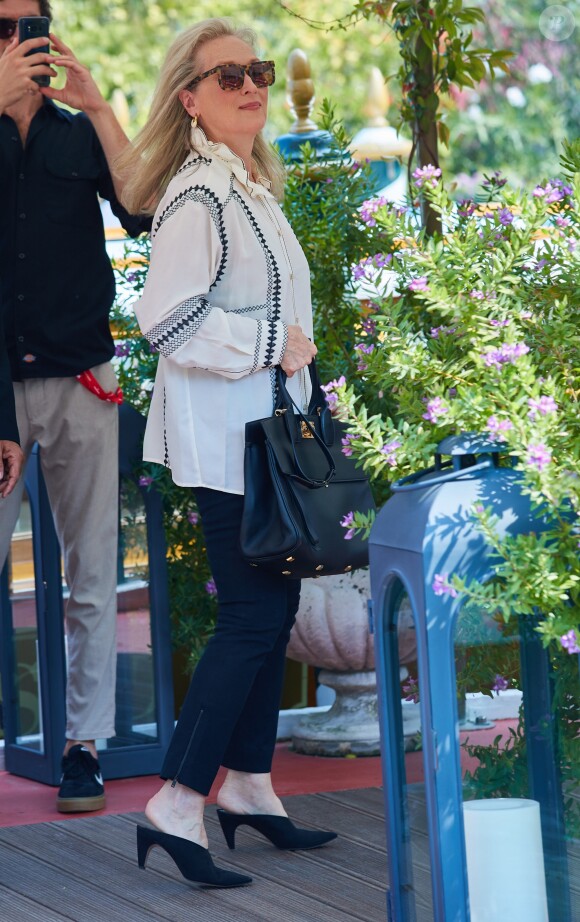 Meryl Streep arrive à l'hôtel Excelsior en marge du 76e festival du film de Venise, la Mostra, sur le Lido de Venise, Italie, le 1er septembre 2019.
