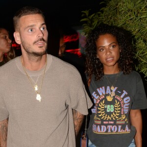 Exclusif - Matt Pokora (M. Pokora) et sa compagne Christina Milian à la sortie du VIP Room à Saint-Tropez, le 17 août 2018. © Rachid Bellak/Bestimage