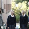 La reine Letizia d'Espagne et le roi Felipe VI ont accompagné leurs filles la princesse Leonor des Asturies et l'infante Sofia d'Espagne le 11 septembre 2019 pour leur rentrée des classes au collège Santa Maria de los Rosales à Madrid.