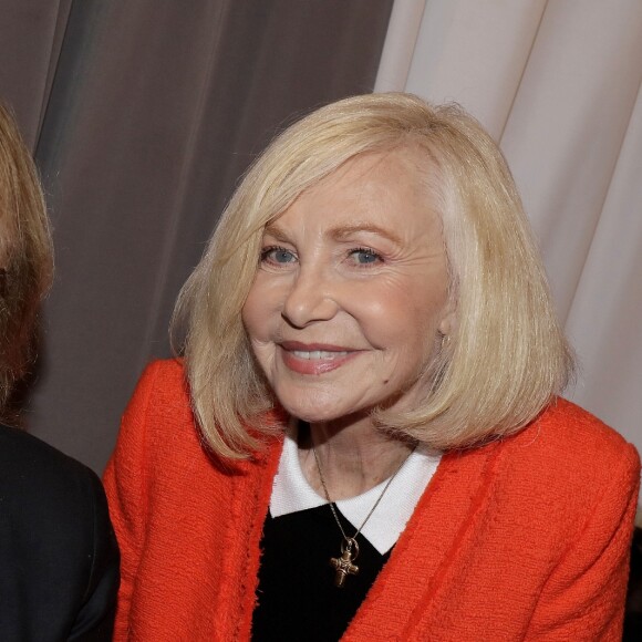 Exclusif - Michèle Torr et le chanteur Christophe se retrouvent en backstage lors du concert de Marcel Amont à l'occasion de son 90ème anniversaire à l'Alhambra à Paris le 2 avril 2019. © Cédric Perrin/Bestimage