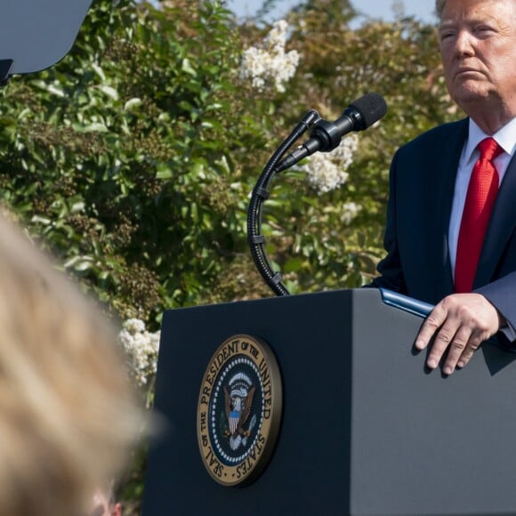 Donald Trump participe à la 18ème cérémonie de commémoration de l'attaque terroriste du 11 septembre 2001 à Arlington, le 11 septembre 2019.