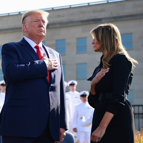 La président des Etats-Unis Donald Trump et la première dame, Melania Trump - Donald Trump participe à la 18 ème cérémonie de commémoration de l'attaque terroriste du 11 septembre au Pentagone à Arlington (Virginie), le 11 septembre 2019.