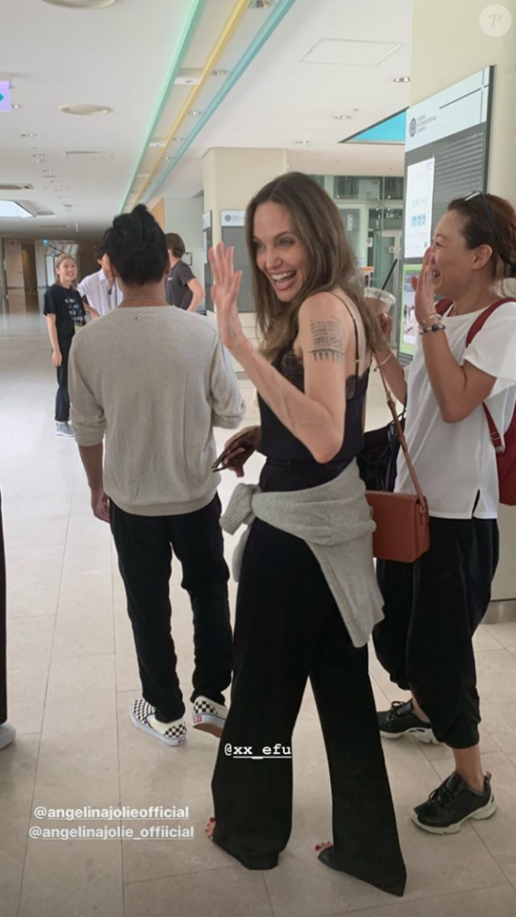 Angelina Jolie dépose son fils aîné Maddox (18 ans) à l'Université de Yonsei en Corée du Sud, le 21 août 2019.