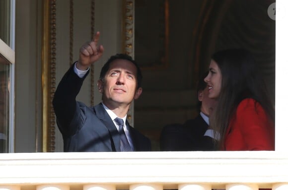 Gad Elmaleh et sa compagne Charlotte Casiraghi - Présentation de la princesse Gabriella et du prince Jacques de Monaco au balcon du palais princier de Monaco, le 7 janvier 2015, à la population monégasque en présence de la famille princière.