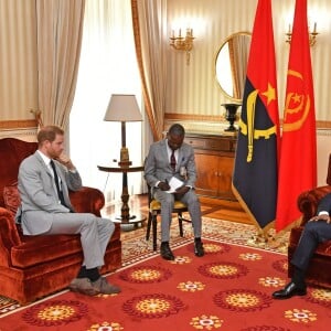 Le prince Harry, duc de Sussex - Audience avec le président João Lourenço au palais présidentiel de Luanda, en Angola, le sixième jour de la tournée royale en Afrique. Luanda, le 28 septembre 2019.