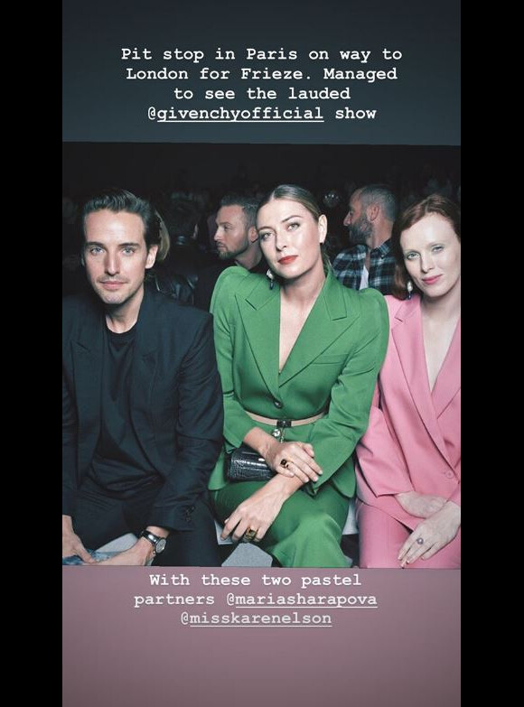 Alexander Gilkes au côté de Maria Sharapova lors du défilé Givenchy, prêt-à-porter printemps/été 2020, lors de la Fashion Week de Paris, le 29 septembre 2019.