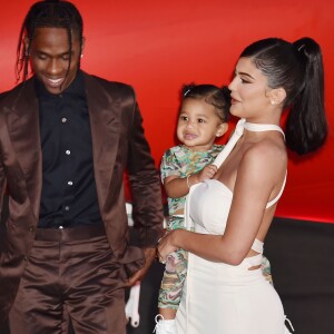 Kylie Jenner, son compagnon Travis Scott et leur fille Stormi Webster - Première du reportage 'Travis Scott : Look Mom I Can Fly', le 27 août 2019.