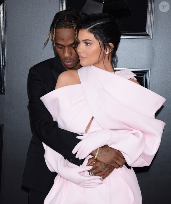 Séparation - Kylie Jenner séparé de Travis Scott - Travis Scott et sa compagne Kylie Jenner - Les célébrités arrivent à la 61ème soirée annuelle des GRAMMY Awards à Los Angeles, le 10 février 2019