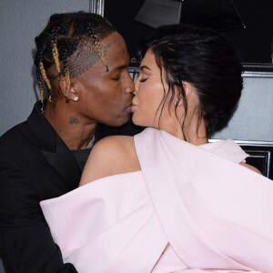 Travis Scott et sa compagne Kylie Jenner - Les célébrités arrivent à la 61ème soirée annuelle des GRAMMY Awards à Los Angeles, le 10 février 2019