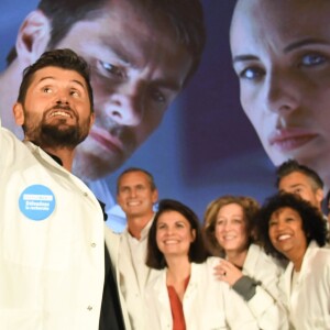 Christophe Beaugrand, Élisabeth Alain, et Marie Drucker - People lors du lancement de la 13e édition du Pasteurdon à l'Institut Pasteur à Paris. Le 9 octobre 2019 © Coadic Guirec/Bestimage