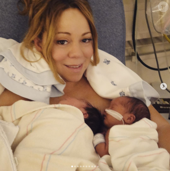 Mariah Carey, le jour de son accouchement et de la naissance de ses jumeaux, Moroccan et Monroe.