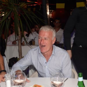 Didier Deschamps fête sa victoire avec sa femme Claude, Nagui et sa femme Mélanie Page et des amis à la Gioia et au VIP Room à Saint-Tropez, le 21 juillet 2018. © Rachid Bellak/Bestimage