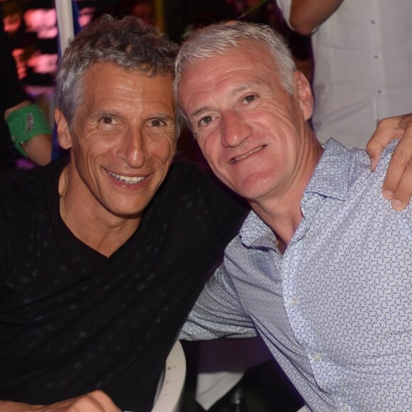 Didier Deschamps fête sa victoire avec sa femme Claude, Nagui et sa femme Mélanie Page et des amis à la Gioia et au VIP Room à Saint-Tropez, le 21 juillet 2018. © Rachid Bellak/Bestimage